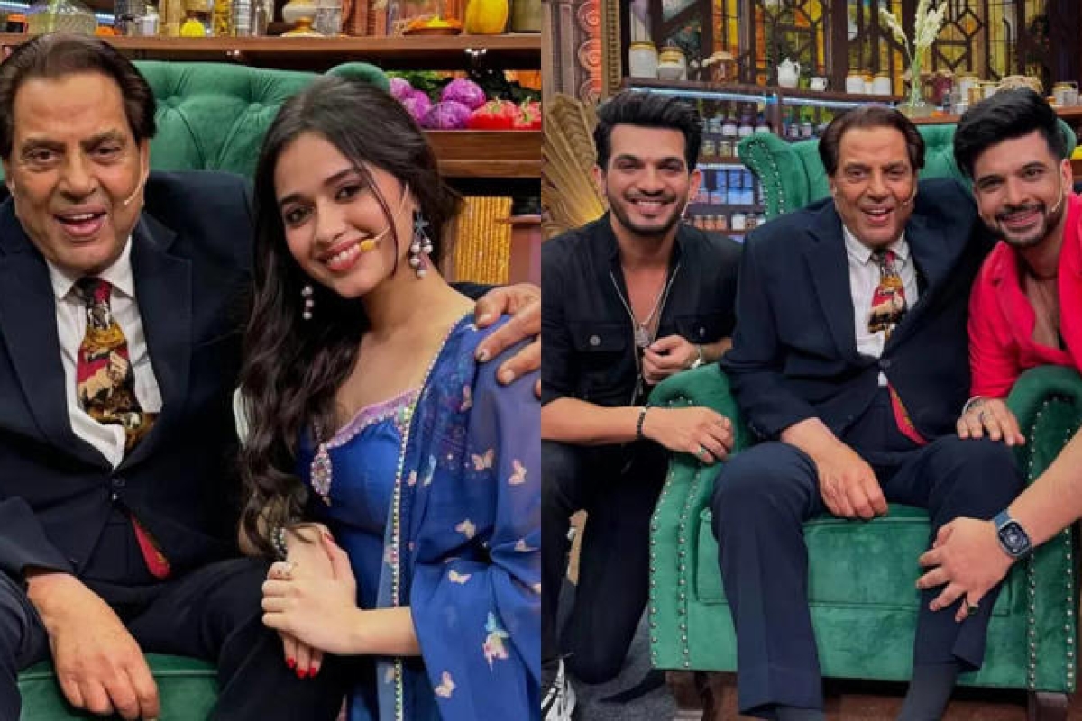 Jannat Zubair, Arjun Bijlani, and Karan Kundrra express deep gratitude after meeting veteran Bollywood actor Dharmendra on the set of Laughter Chefs.